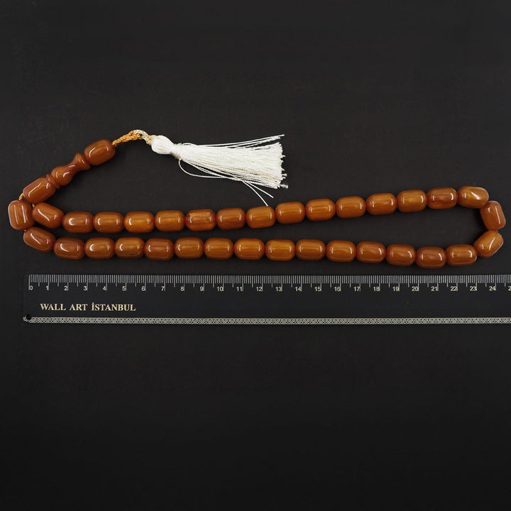 Capsule Cut Pressed Amber Tasbeeh with Cream Tassel – WATD350
