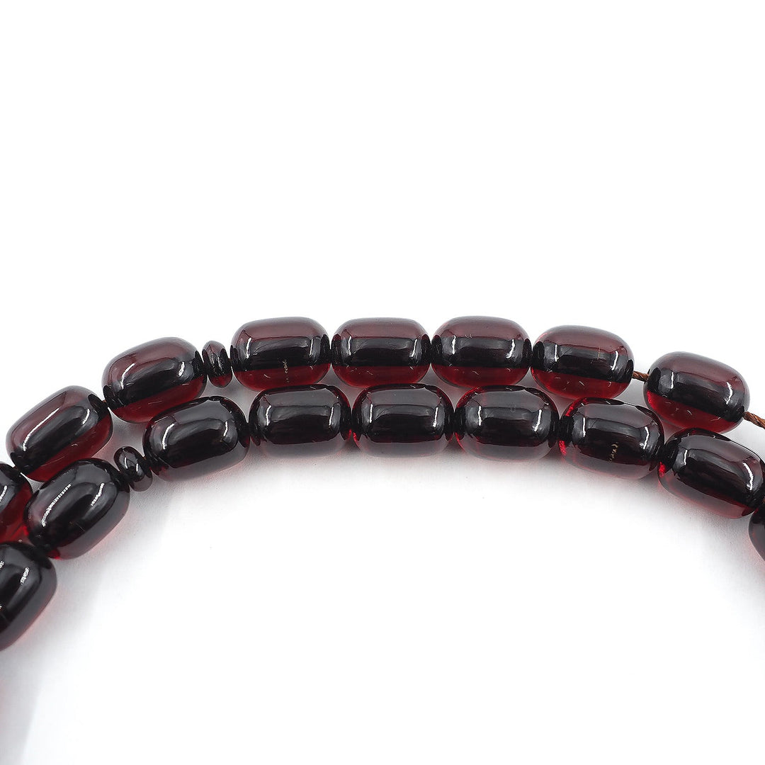 Capsule Cut Pressed Amber Tasbeeh with Burgundy Tassel – WATD351