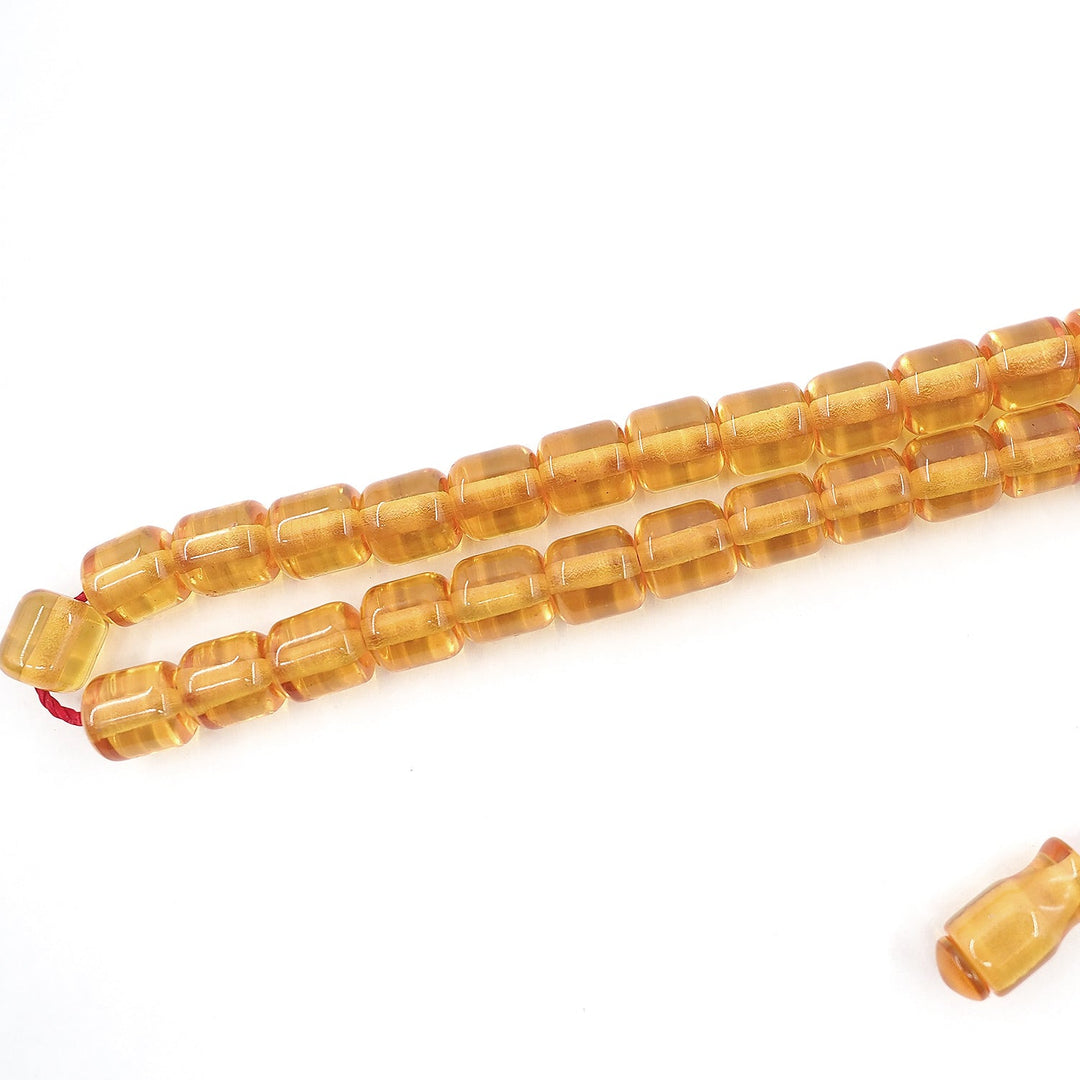 Capsule Cut Pressed Amber Tasbeeh with Red Cord – WATD355