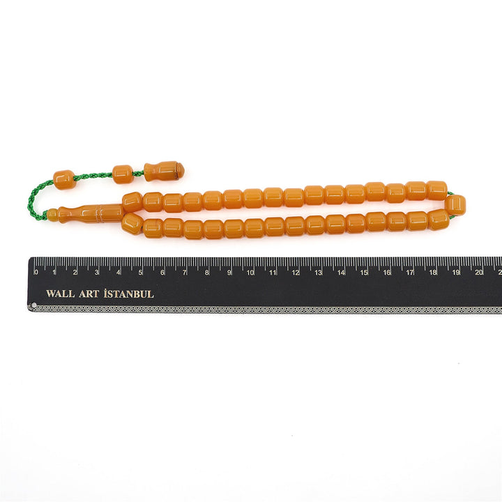 Capsule Cut Pressed Amber Tasbeeh with Green Cord – WATD356