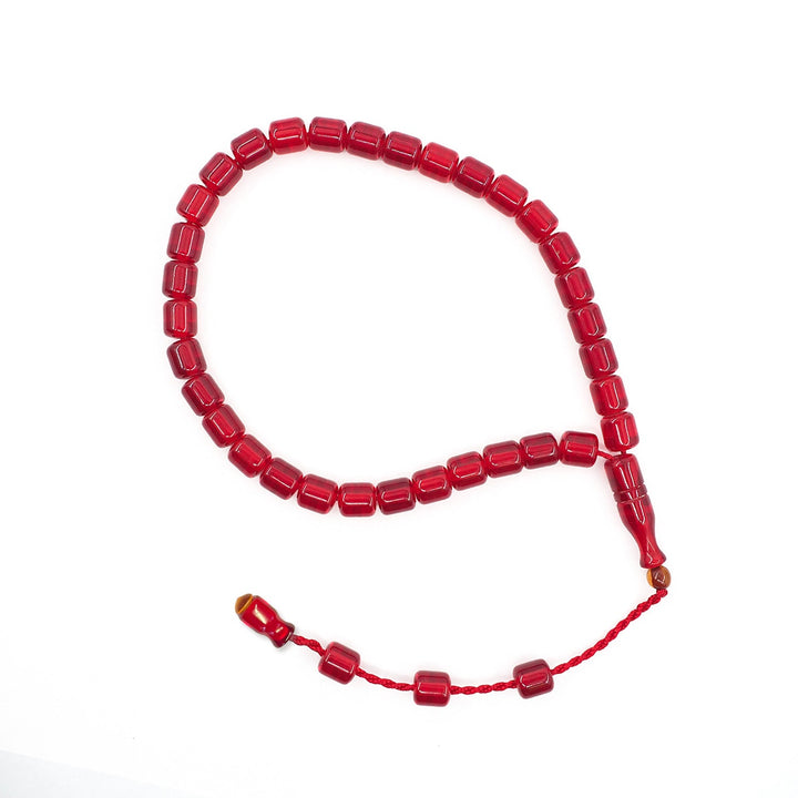 Capsule Cut Fire Amber Tasbeeh with Red Cord – WATD357