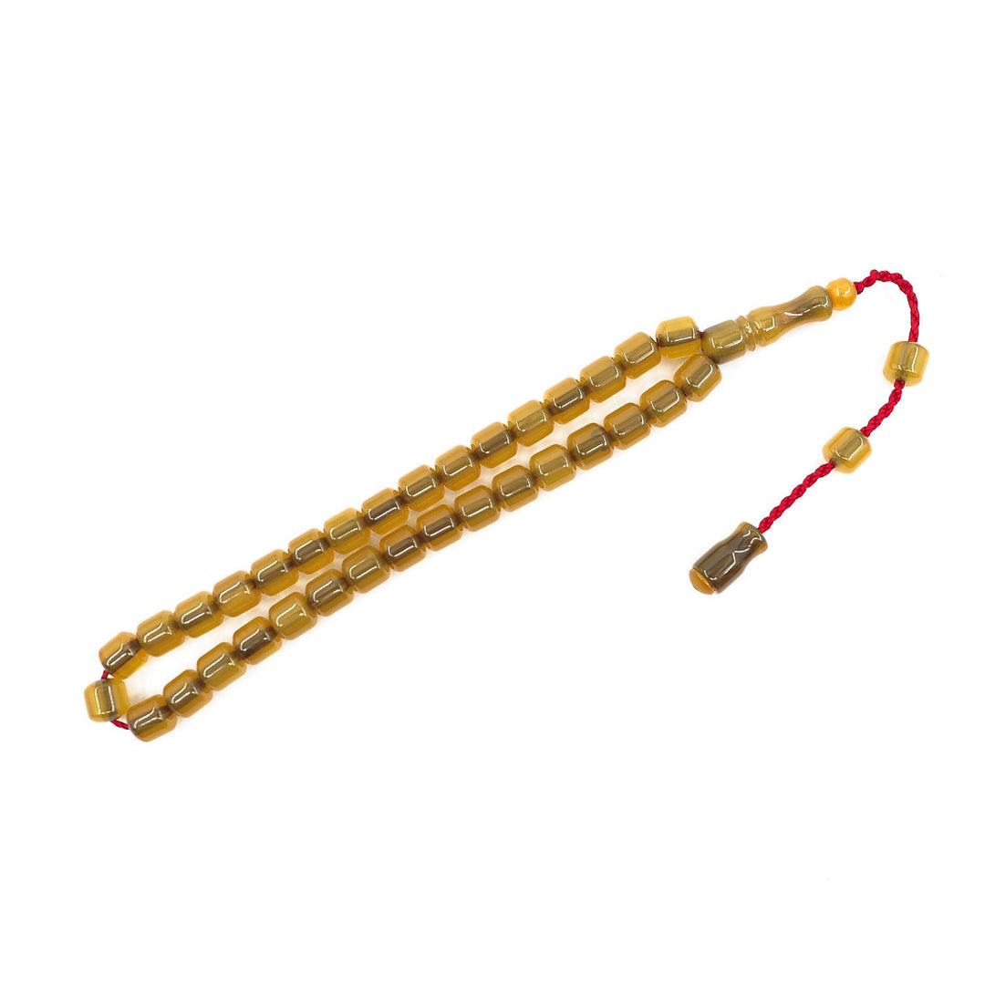 Capsule Cut Pressed Amber Tasbeeh with Red Cord – WATD362