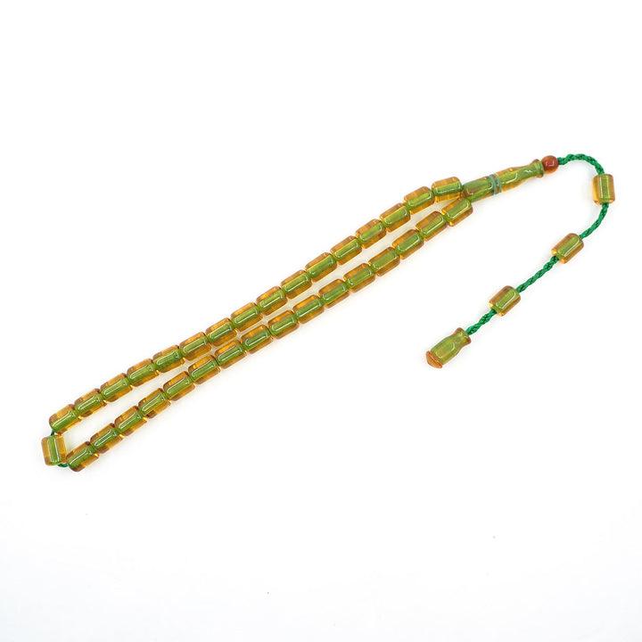 Capsule Cut Pressed Amber Tasbeeh with Green Cord – WATD364