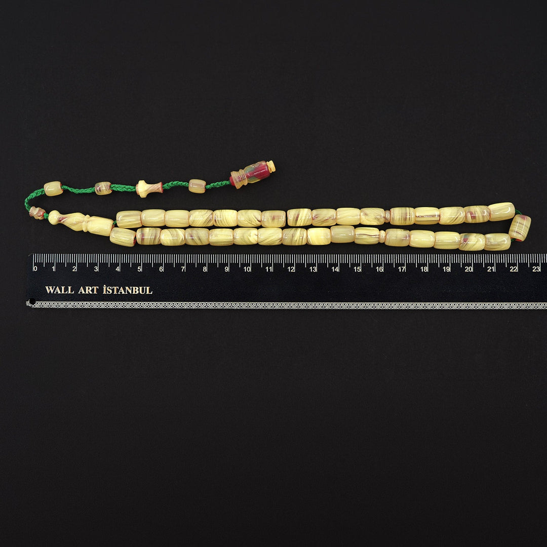 Pressed Amber Tasbeeh with Capsule Cut &amp; Countersunk Beads – WATD370