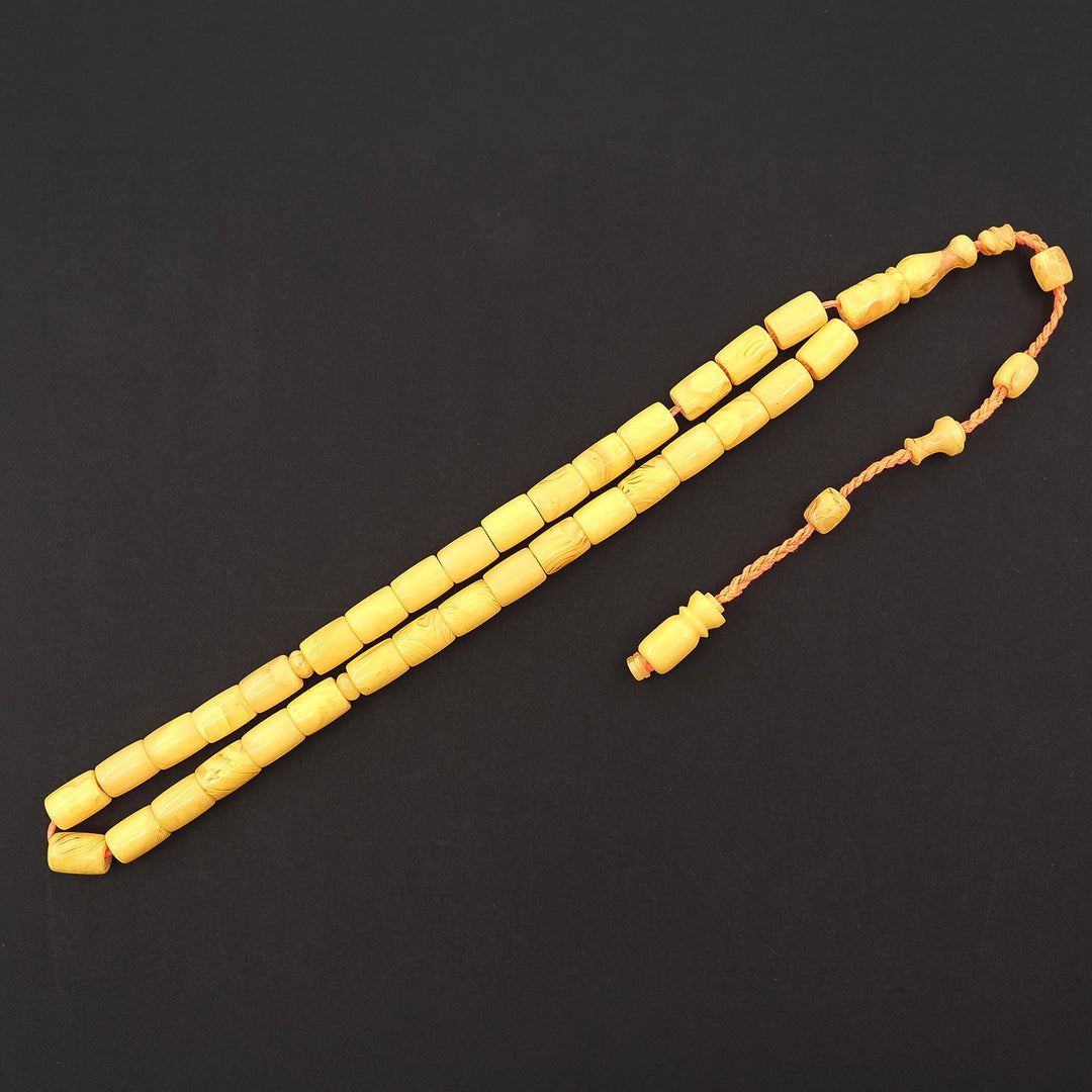 Master Signed Pressed Amber Tasbeeh with Faceted Cut &amp; Countersunk Beads – WATD373