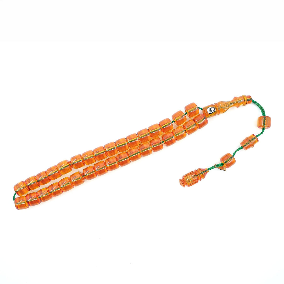 Master Signed Fire Amber Tasbeeh Featuring Engraved Imam Bead &amp; Countersunk Drill – WATD374