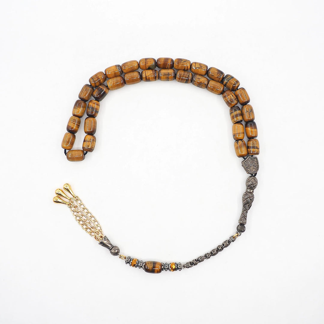 Tiger’s Eye Tasbeeh with Special Brass Tassel – WATD377