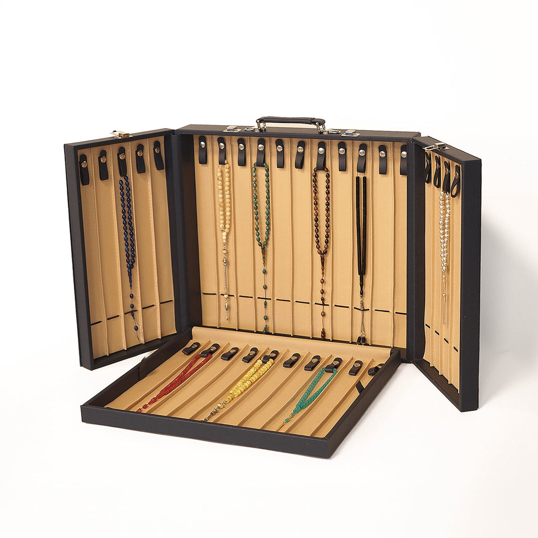 Exclusive Leather-Covered Wooden Tasbeeh Case (For up to 31 Tasbeehs) – WATD380