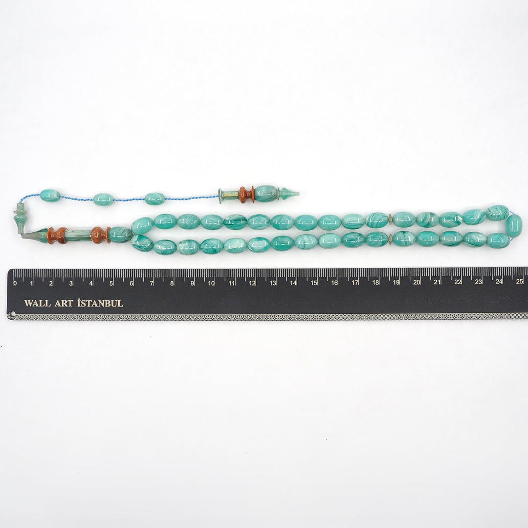 Egg Cut Catalin Tasbeeh with Kuka Wood Inlaid Imam Bead – WATD383