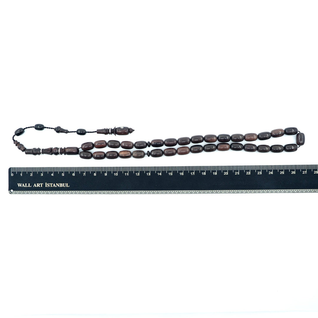 Premium Red Ebony Wood Tasbeeh with Capsule Cut Beads &amp; Engraved Imam Bead – WATD396