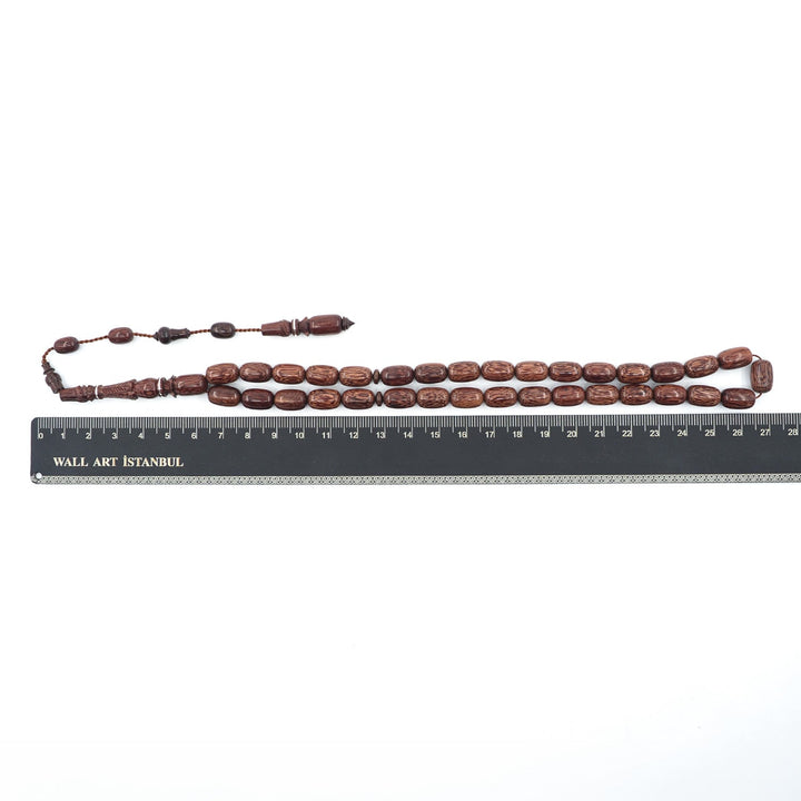 Premium Tamarind Wood Tasbeeh with Capsule Cut Beads &amp; Engraved Imam Bead – WATD397