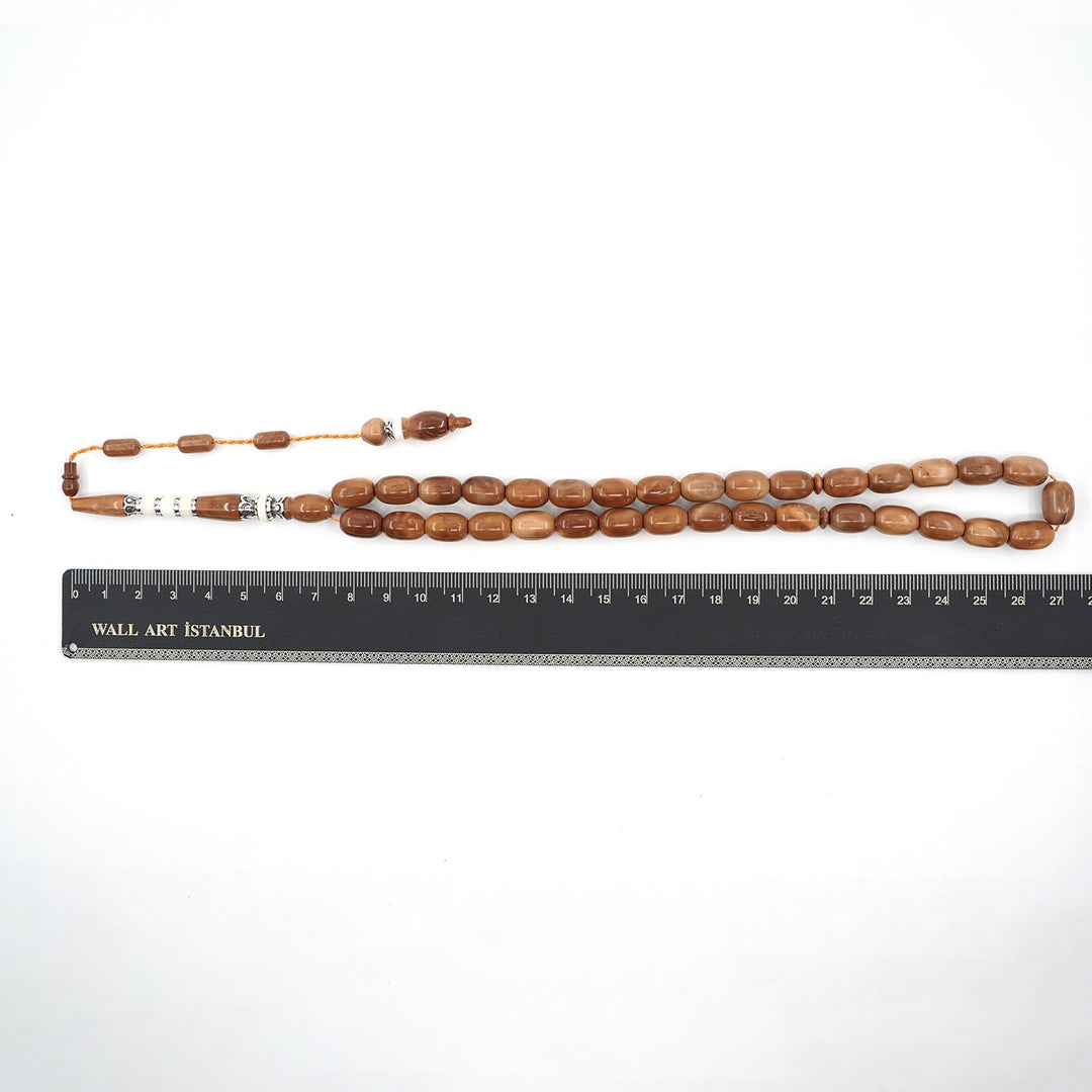 Premium Kuka Wood Tasbeeh with Capsule Cut Beads &amp; Silver-Engraved Imam Bead – WATD400