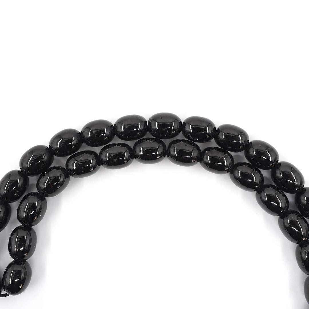 Premium Plain Oltu Stone Tasbeeh Featuring an Antique-Style Silver Kazaz Tassel – WATD401
