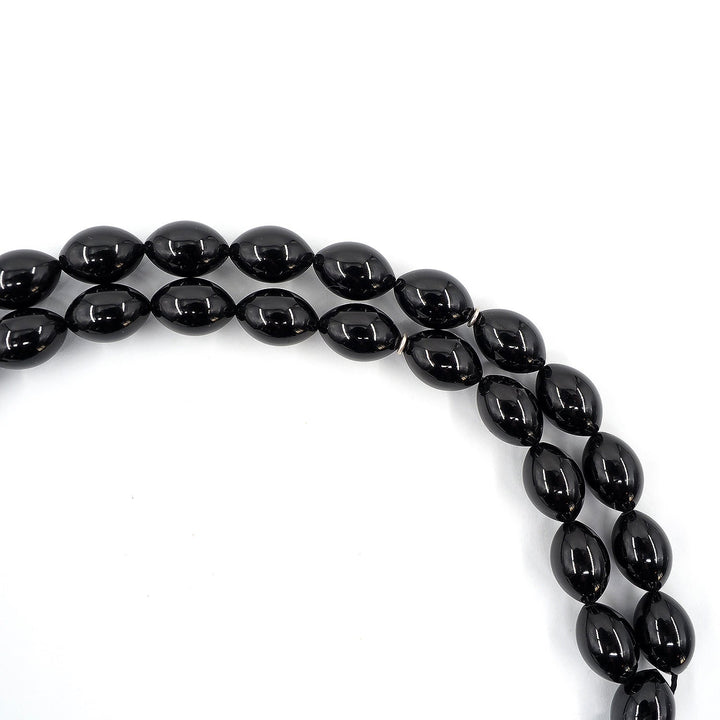 Premium Oltu Stone Tasbeeh Featuring Oval Cut Beads &amp; Silver-Engraved Tassel – WATD402