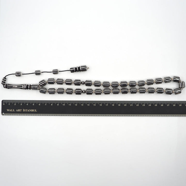Premium Capsule Cut Tasbeeh with 12 Split Silver Inlays – WATD405