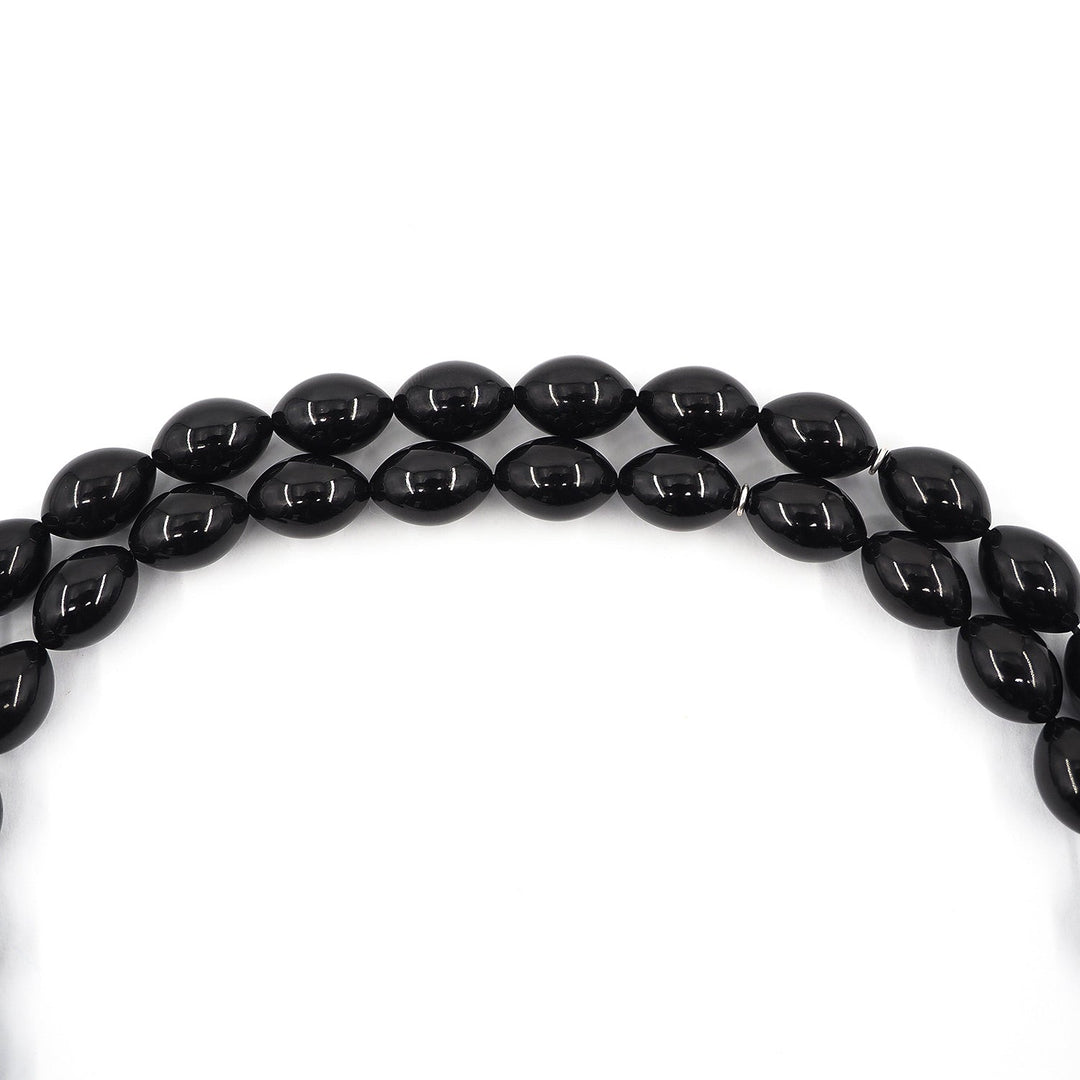 Premium Oltu Stone Tasbeeh Featuring Oval Cut Beads &amp; Silver-Engraved Tassel – WATD407