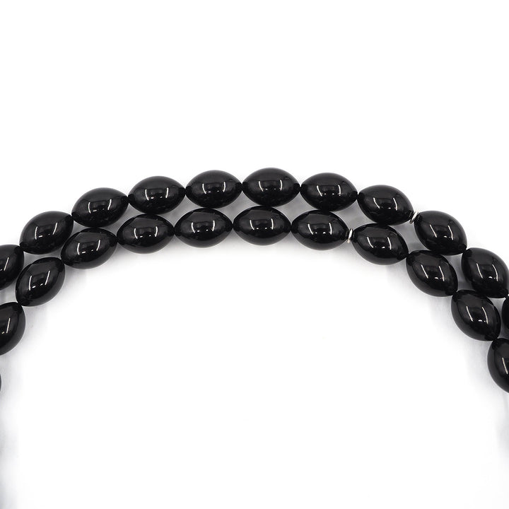 Premium Oltu Stone Tasbeeh Featuring Oval Cut Beads &amp; Silver-Engraved Tassel – WATD407