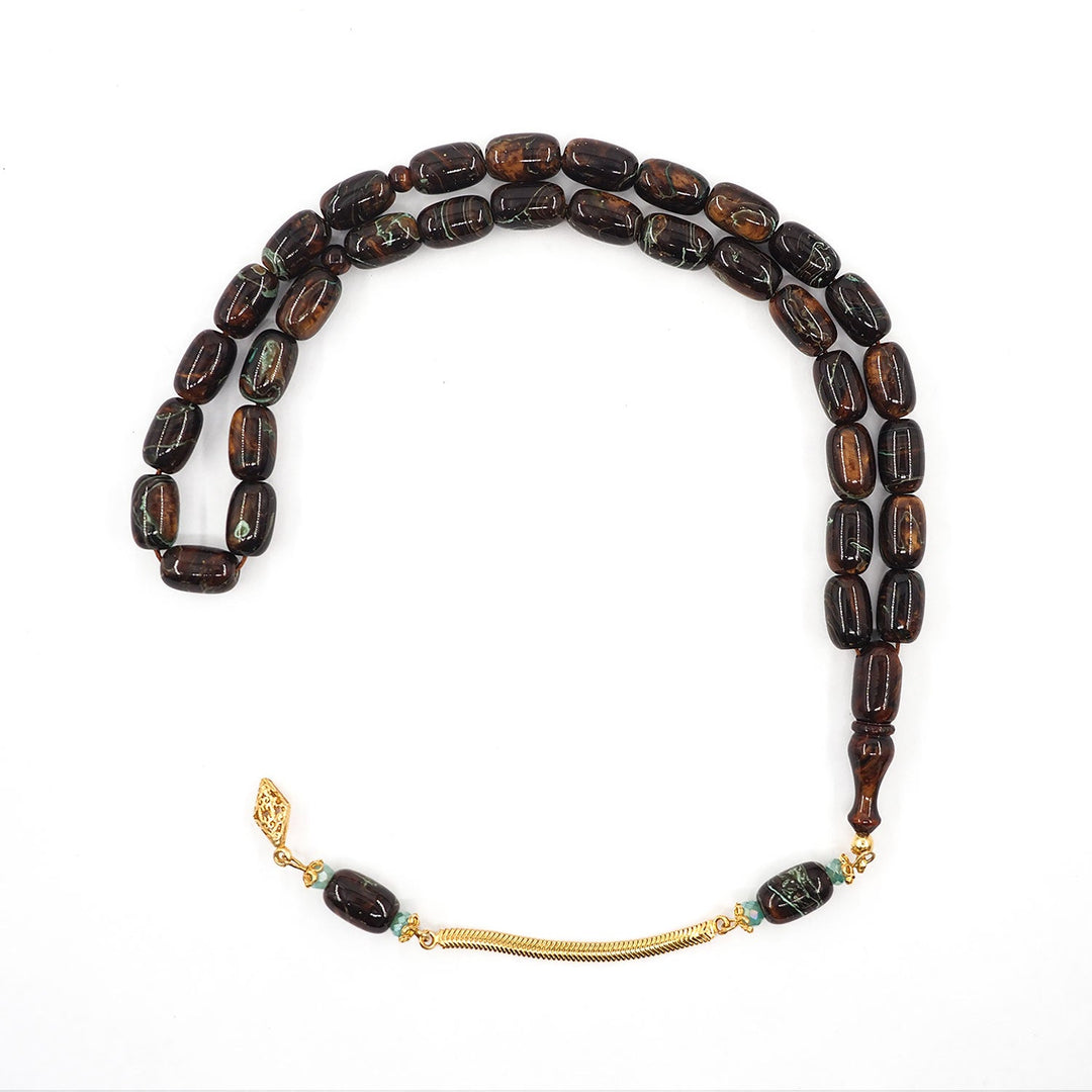 Capsule-Cut Countersunk-Drilled Catalin Tasbeeh with Silver Imam Bead – WATD419