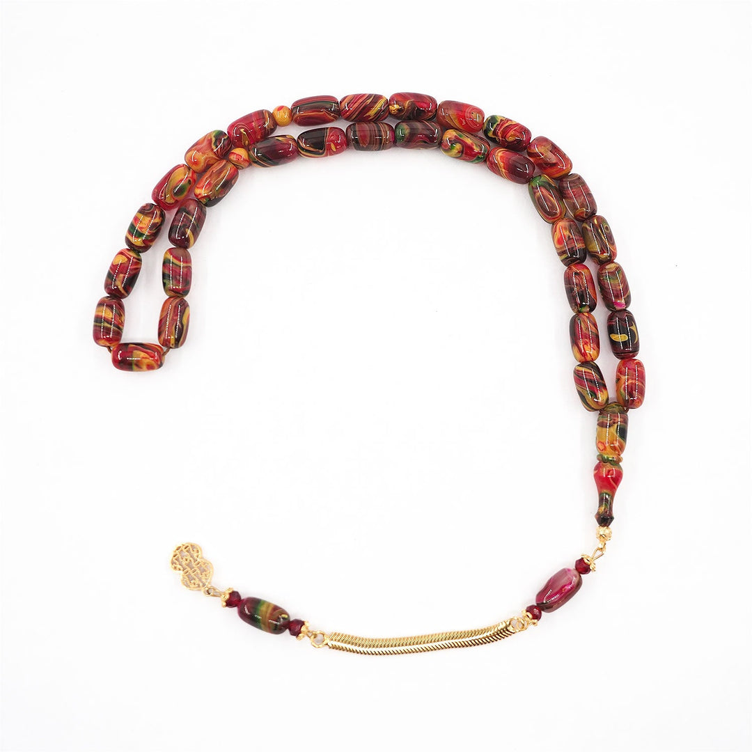 Capsule-Cut Countersunk-Drilled Catalin Tasbeeh with Silver Imam Bead – WATD420
