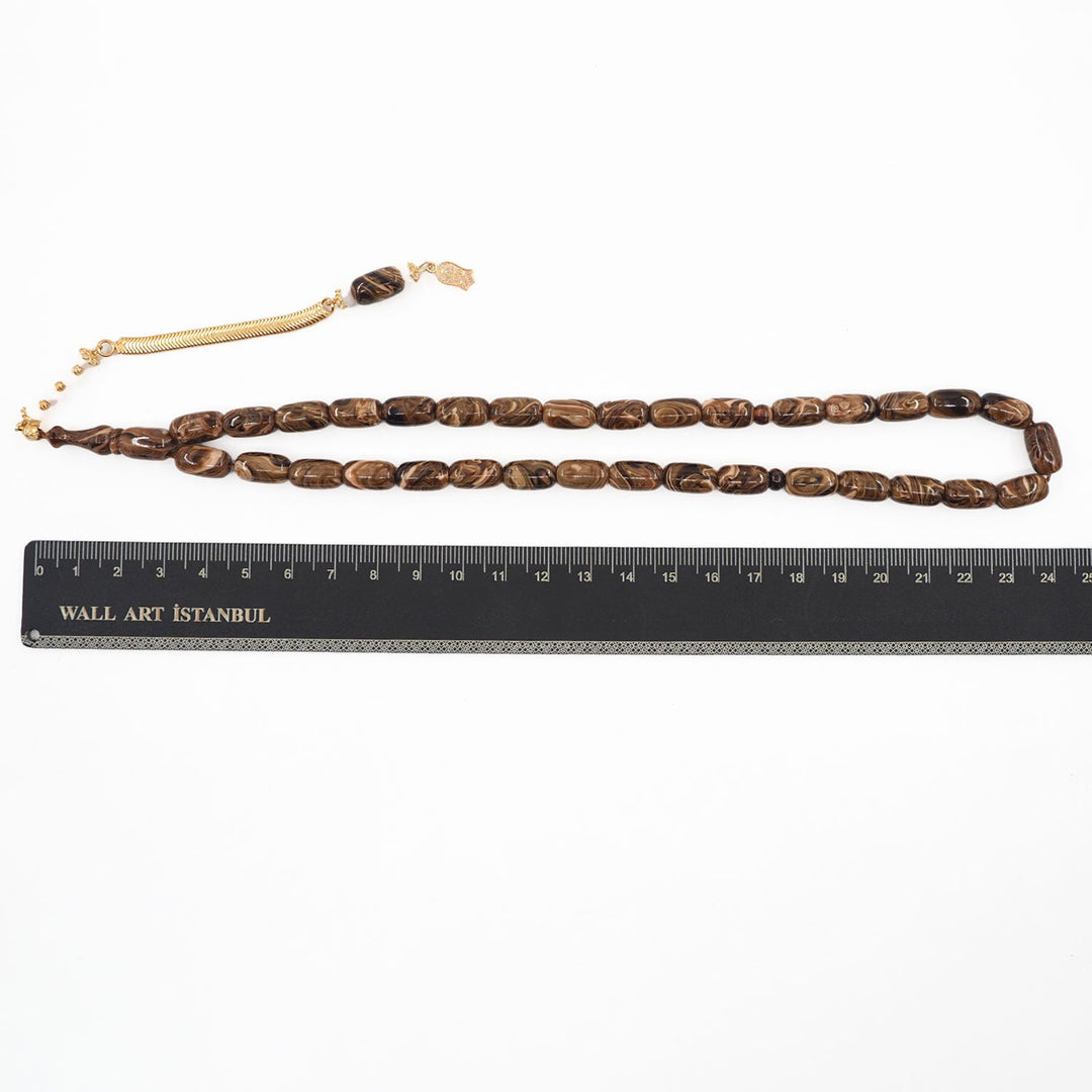 Capsule-Cut Countersunk-Drilled Catalin Tasbeeh with Silver Imam Bead – WATD422