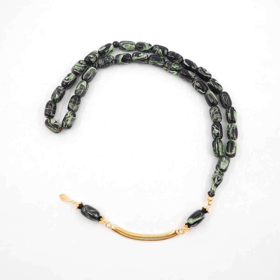 Capsule-Cut Countersunk-Drilled Catalin Tasbeeh with Silver Imam Bead – WATD423