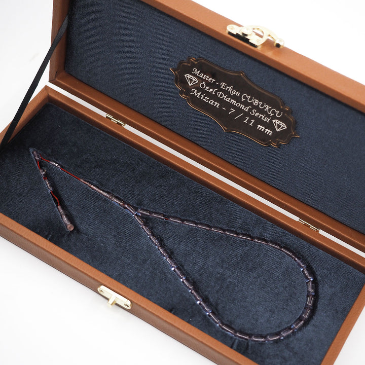 Mastercrafted Diamond-Detailed Blue Pressed Amber Prayer Beads (Special Box) – WATD449