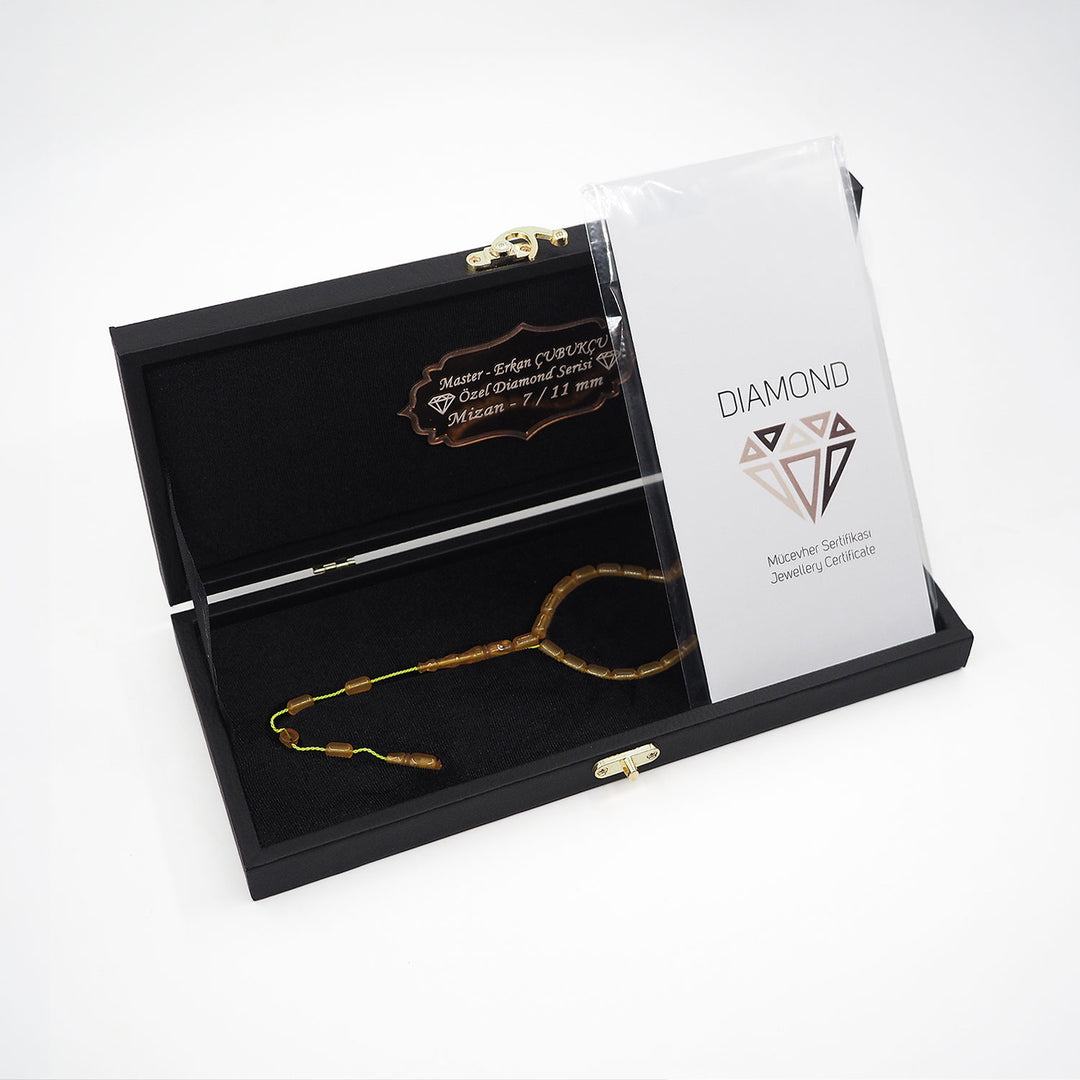 Mastercrafted Diamond-Detailed Yellow Pressed Amber Prayer Beads (Special Box) – WATD450