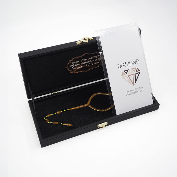 Mastercrafted Diamond-Detailed Yellow Pressed Amber Prayer Beads (Special Box) – WATD450