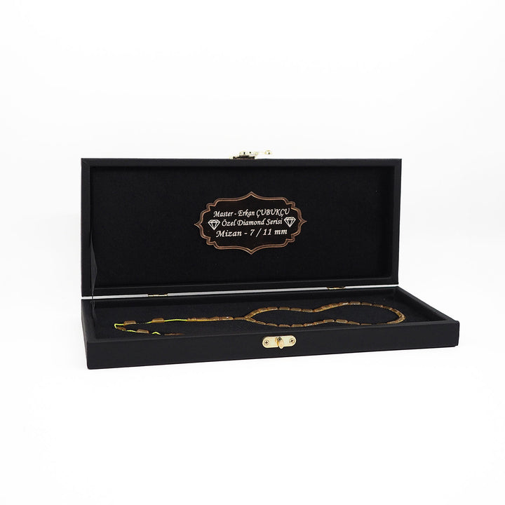 Mastercrafted Diamond-Detailed Yellow Pressed Amber Prayer Beads (Special Box) – WATD450