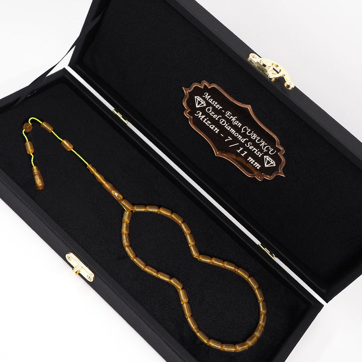 Mastercrafted Diamond-Detailed Yellow Pressed Amber Prayer Beads (Special Box) – WATD450