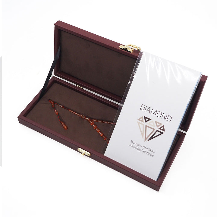 Mastercrafted Diamond-Detailed Orange Pressed Amber Prayer Beads (Special Box) – WATD451