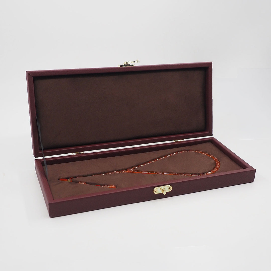 Mastercrafted Diamond-Detailed Orange Pressed Amber Prayer Beads (Special Box) – WATD451