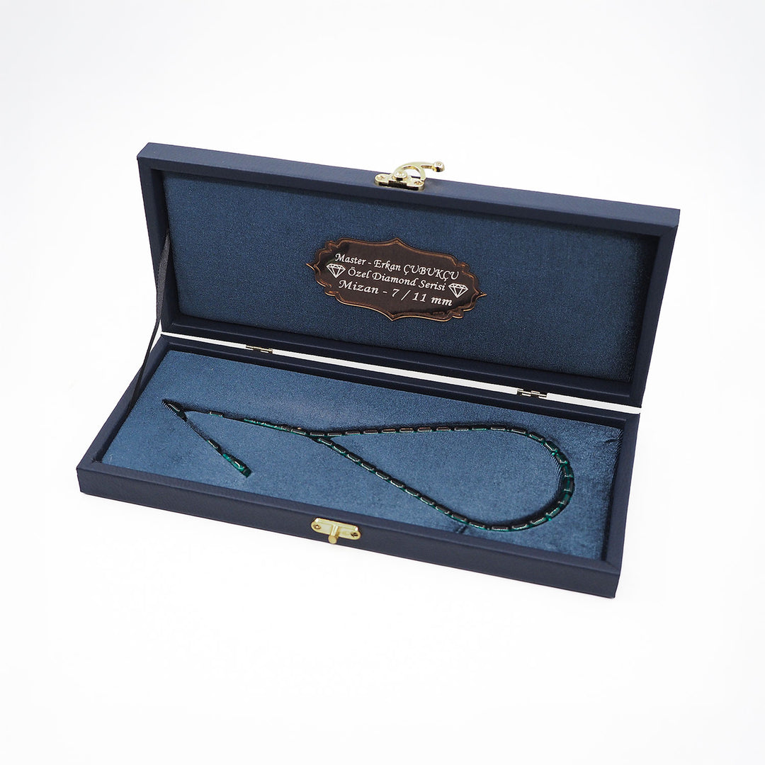 Mastercrafted Diamond-Detailed Green Pressed Amber Prayer Beads (Special Box) – WATD452