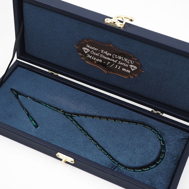 Mastercrafted Diamond-Detailed Green Pressed Amber Prayer Beads (Special Box) – WATD452