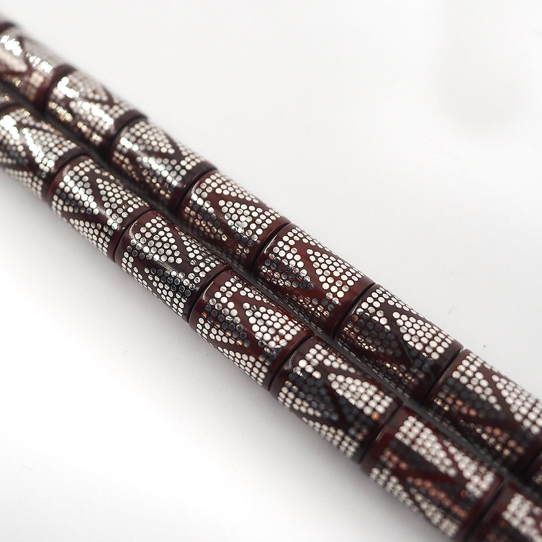 Master Crafted Silver Inlaid Faceted Cut Kuka Wood Tasbeeh (with Silver Tassel &amp; Special Box) - WATD495