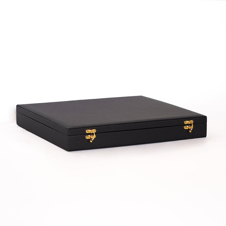 Exclusive Black Leather-Covered Wooden Tasbeeh Case (For up to 21 Tasbeehs) - WATD505