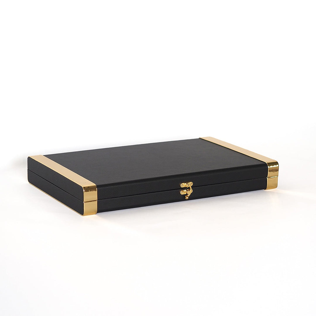 Exclusive Black Leather-Covered Wooden Tasbeeh Case (For up to 14 Tasbeehs) - WATD506