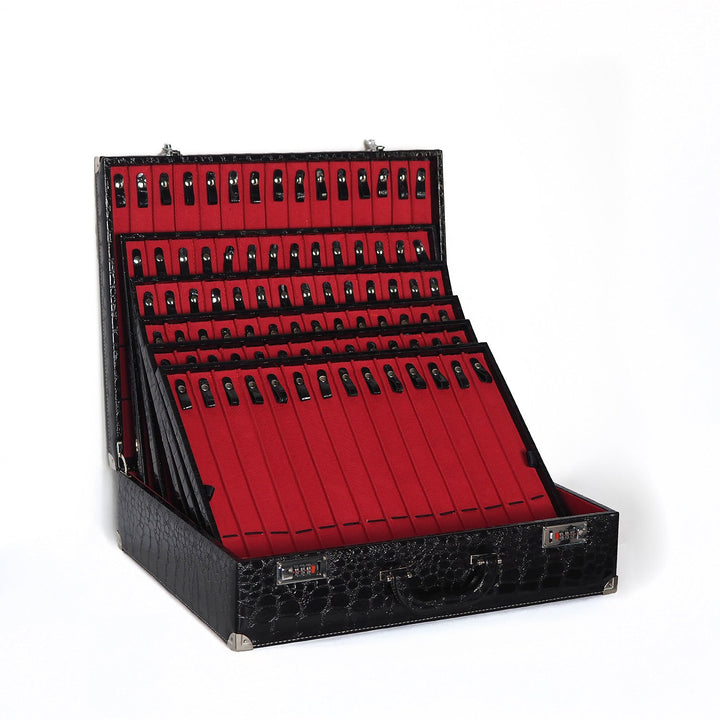 Exclusive Black Leather-Covered Wooden Tasbeeh Case (For up to 85 Tasbeehs) - WATD510