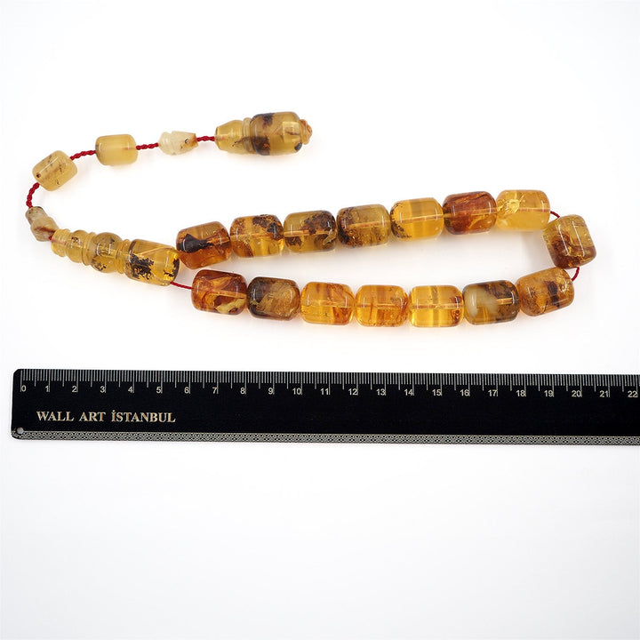 Mascot Size Capsule Cut Natural Amber Tasbeeh with Premium Gift Box – WATD525