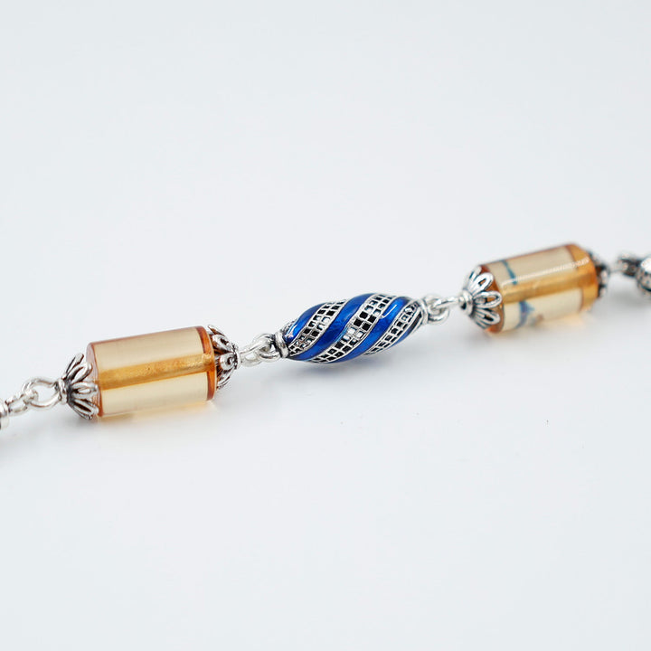 Fire Amber Tasbeeh with Silver Tassel – WATD659