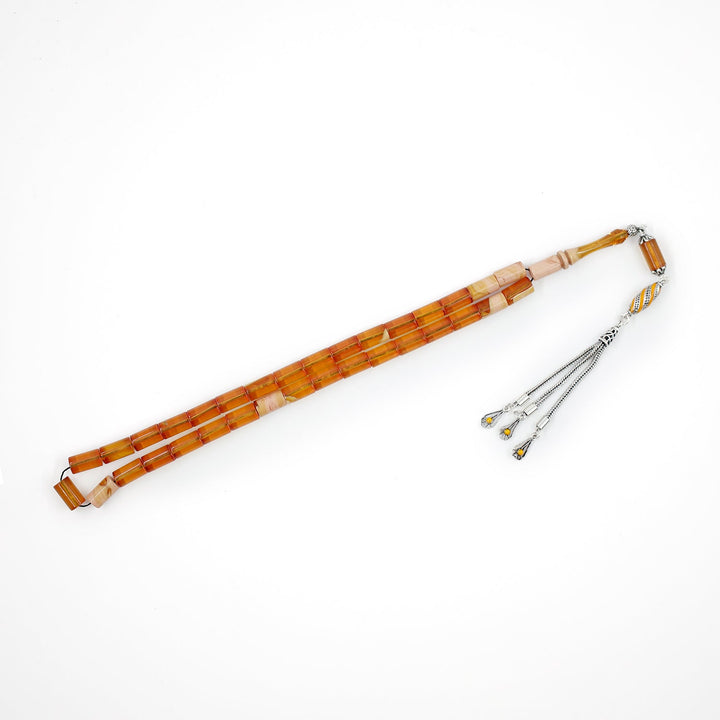 Fire Amber Tasbeeh with Silver Tassel – WATD660
