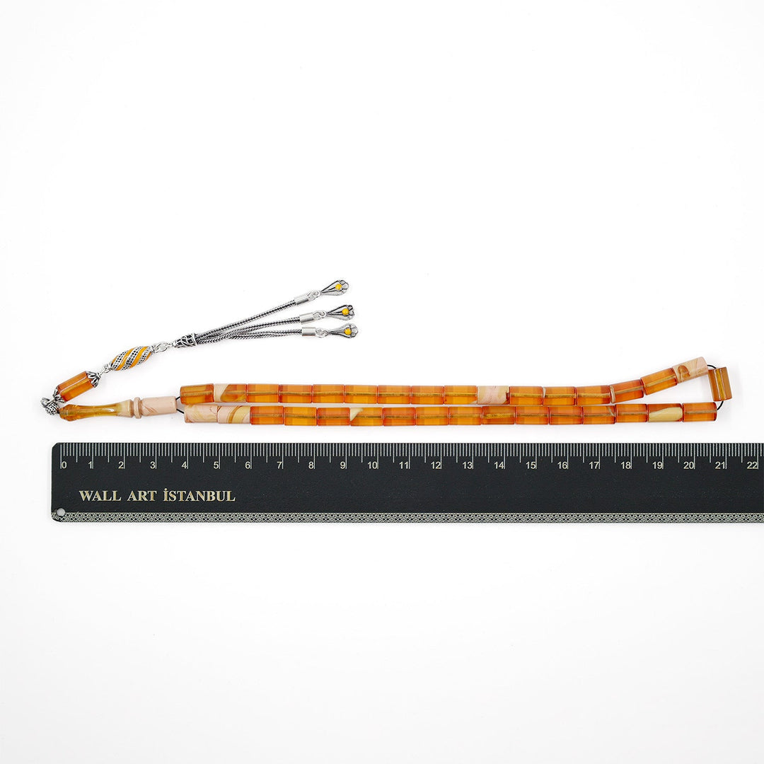 Fire Amber Tasbeeh with Silver Tassel – WATD660