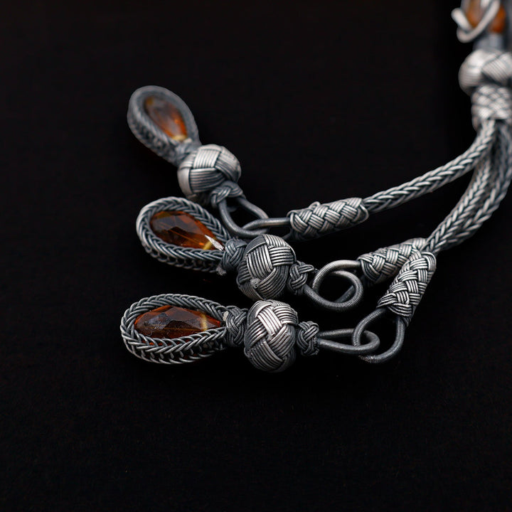 Premium Natural Baltic Amber Capsule Cut Silver Tassel Tasbeeh - WATD679