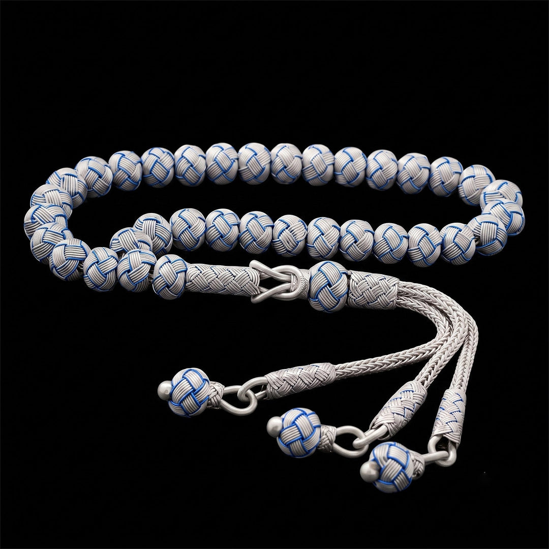Handwoven 1000-Fineness Silver Kazaziye Tasbeeh – WATD702