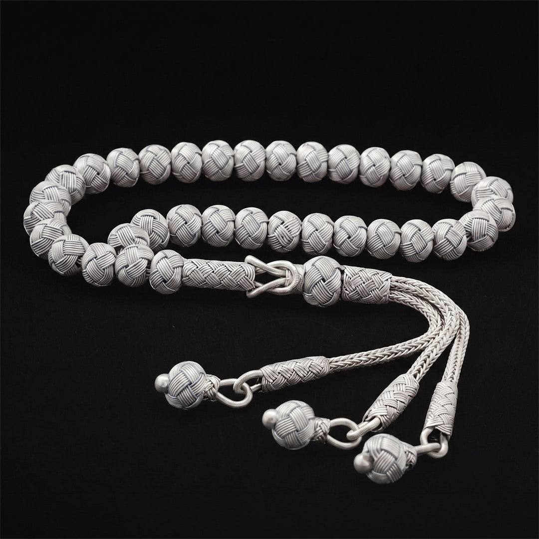 Handwoven 1000-Fineness Silver Kazaziye Tasbeeh – WATD703