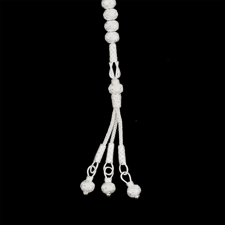 Handwoven 1000-Fineness Silver Zaza-Style Kazaziye Tasbeeh – WATD705