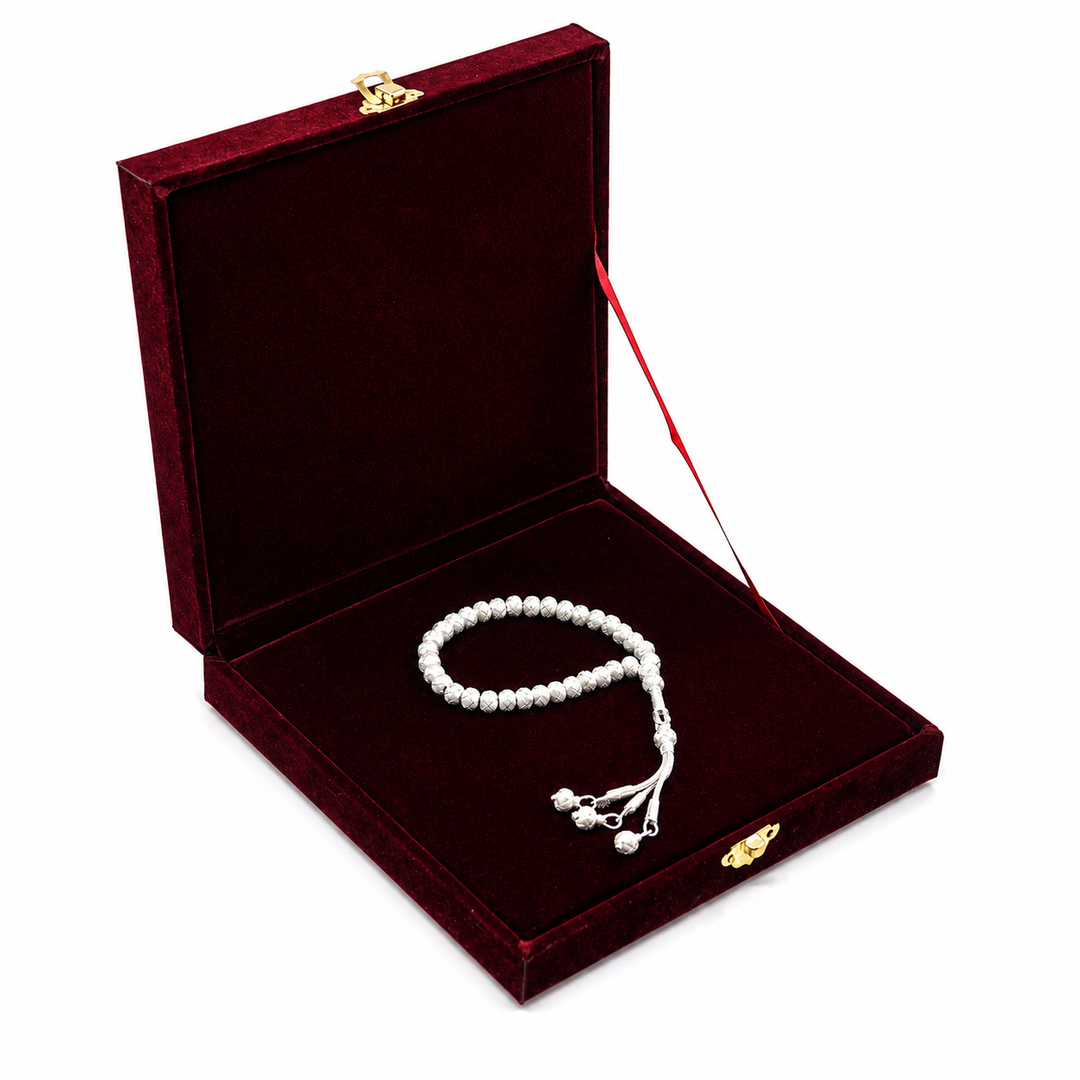 Handwoven 1000-Fineness Silver Kazaziye Tasbeeh – WATD703