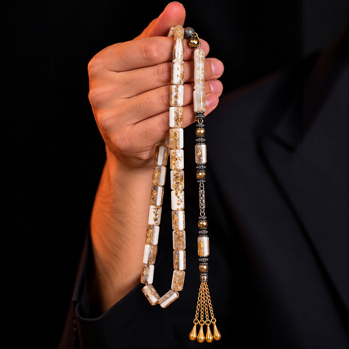 Gold-Leafed Plexiglass Tasbeeh – WATD708