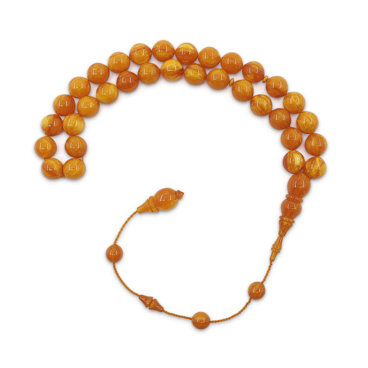 Special Spherical-Cut Pressed Amber Tasbeeh – WATD734