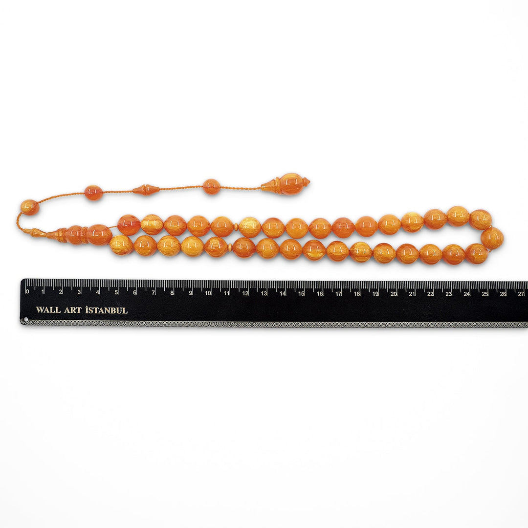 Special Spherical-Cut Pressed Amber Tasbeeh – WATD734